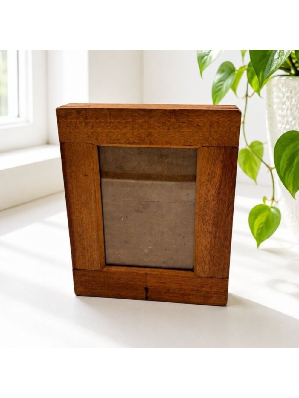 Antique Primitive Wood Picture Frame c. 1880–1910 Rustic Folk Art Photo Frame Vi